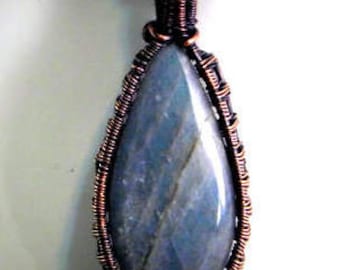 Labradorite Pendant, Antiqued Copper Labradorite Pendant, Wire Wrapped Labradorite, Wire Wrapped Jewelry, Copper Jewelry, Stone Pendant