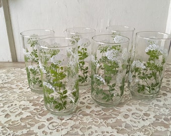 SummerTime Set of 6 Vintage Libby's Queen Anne Lace Glass Tumblers/M Dia