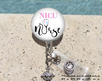Monogram Badge Reel, Retractable Badge Holder, Personalized Badge Reels, Doctor Badge Reels, Nurse badge Reels,L&D, NICU, MB390