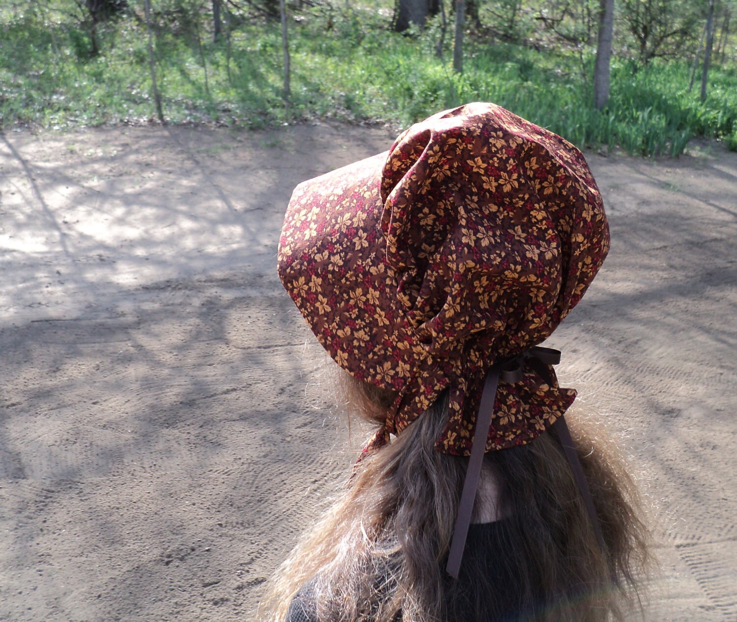 Ladies Cotton Calico Sun Bonnet Old Fashioned Pioneer