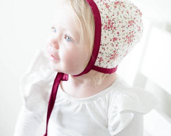 Cherry Blossom Bonnet | Baby Bonnet | Sun Bonnet | Boutique Baby Bonnet | Baby Shower Gift