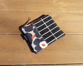 Waterproof zipper pouch from Marimekko fabric mini Unikko Tilliskivi, Scandinavian small cosmetic makeup bag, medicine pouch, travel wallet