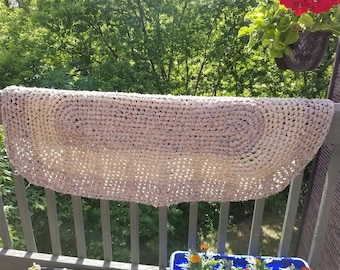 Hand crochet rag rug made from repurposed fabric