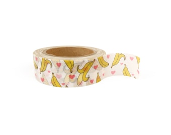 Washi tape - Bananas with hearts, stationery, stationary, LittleLeftyLou, Snail Mail, Happy mail, masking tape, 10 meter, fruit tape, banana