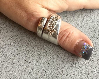 1950 Wood Rose silver spoon ring