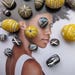 Bronze Color Clay Beads Exotic Ceramic Beads Ethnic Boho Carved Beads White Etched Guru Bead Pendants Exotic Unique Colorful Tribal Beads