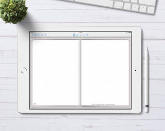 Digital Bullet Journal with Dotted Grid pages for GoodNotes App, Digital Bujo with hyperlinks, iPad Pro Digital Journal