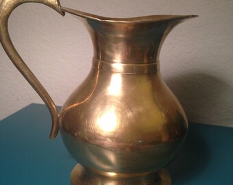 Large solid brass pitcher