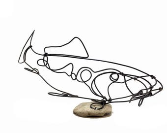 Koi Wire Sculpture, Carp Fish Wire Art, Minimal Wire Design, 561763894