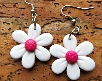 Earrings fancy daisies in the pink heart"