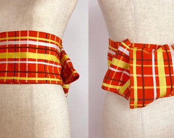 Japanese K80608 Cute Orange Hanhaba-Obi Kimono Belt Vintage