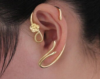 Ornament ear cuff Earrings "Golden rose", wore by Belle in the Disney movie Beauty and the Beast - for cosplay, disguise...