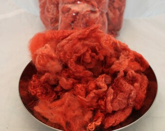 Blue Faced Leicester Locks, Orange BFL Locks, Orange Felting Wool Orange locks, Needle Felting Wool #888