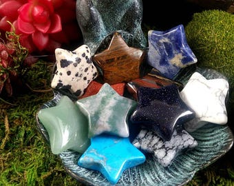 Gemstone star pocket stone natural stone star shaped crystal small star crystal healing crystal star carved star star stone polished star