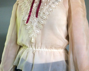 Vintage Victorian and Lace High Neck Top sz: small