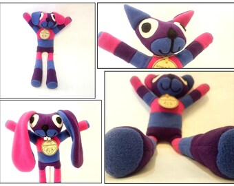 Up-cycled,Fleece,Stuffed Animals,Pink,Marine,Purple,plushie,Bunny,Puppy,Cat,Bear,Easter