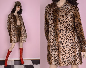 90s Reversible Fuzzy Leopard Print Coat/ XL/ 1990s/ Jacket