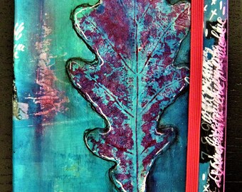 Notebook #2 with an original mixed media gelli printed art collage cover