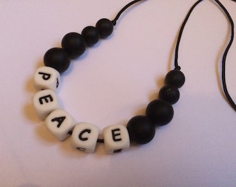 Sale***Silicone PEACE #GoodTeethes nursing teething necklace Free uk postage