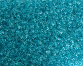 Bag of 350 (25, 43g) translucent 3mm - free shipping blue glass seed beads