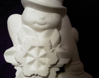 Snowflake snowman-ceramic bisque-paint it yourself