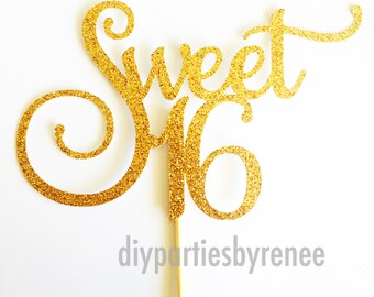 Download Sweet 16 Cake Topper Sweet Sixteen Cake Topper Gold Sweet