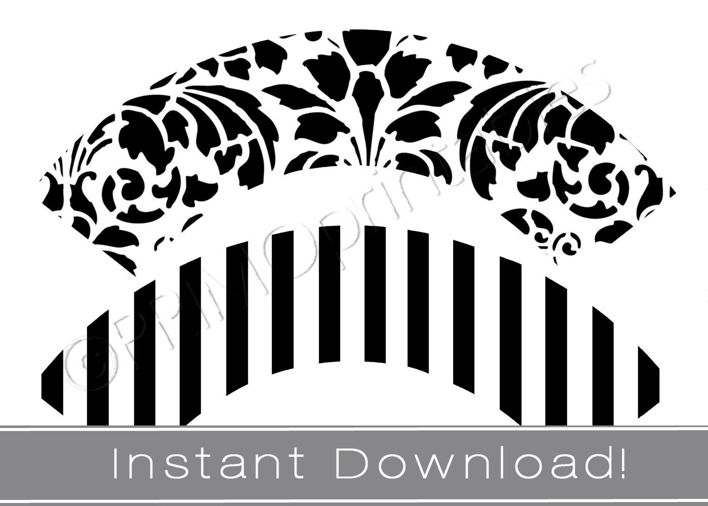 Printable cupcake wrappers INSTANT DOWNLOAD black and White
