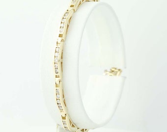 Diamond Link Bracelet 6 1/2" - 14k Yellow Gold Round Cut 1.50ctw N9711