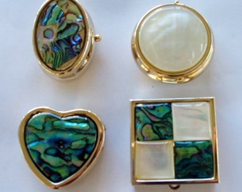 Trinket box, pill case. wedding ring box, Abalone and mother of pearl inlay