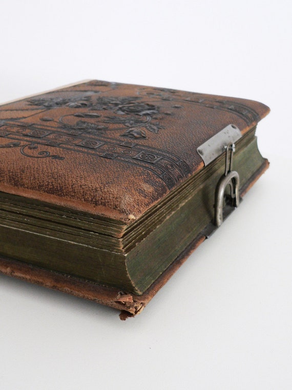 Items similar to Antique Leather-Bound Photo Album With Music Box ...