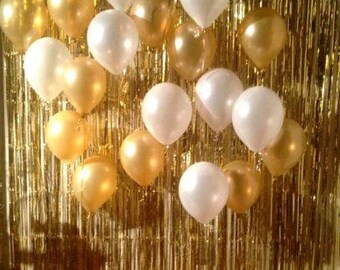 3ft x 8ft Metallic GOLD or SILVER Foil Fringe Door Curtain Backdrop - Photo Booth Prop Wedding Party Grad New Years Supplies Celebration