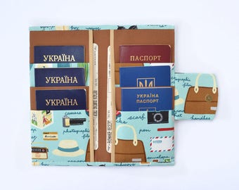 Wedding travel gift Passport wallet Passport holder women Passport case Passport cover holds 6 passports Family travel wallet Gift for women