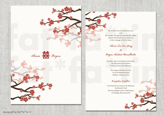 red cherry blossoms double happiness chinese wedding