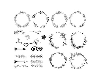 Leaf Circle Monogram SVG, Leaf wreath svg, laurel wreaths clipart digital download, leaf circle monogram frame files svg, png, dxf, eps