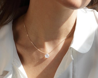 JUNE Necklace • Moonstone Necklace • Natural Stone Necklace, Dainty Necklace, Small Stone Necklace, Tiny Stone Necklace, Delicate Necklace