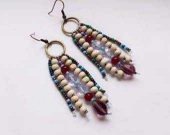 Long Bohemian earrings bronze earrings