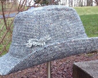 Vintage Men's Handcrafted Wool Hanna Hats~Gray Tweed~Medium (Made In Ireland)