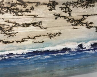 Stormy waters burned wood