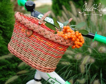 Bicycle basket children Bike accessories "Forest Fairy’s basket" Wicker basket for Bike Red basket Gift for cyclist Bike bag