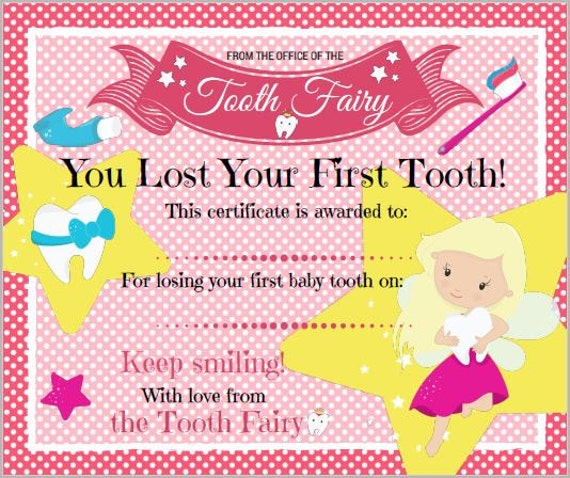 Tooth Fairy Certificate Template Free