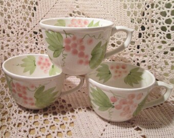 Lot of 3 Vintage Fitz and Floyd Le Treille Coffee Cups, 1982
