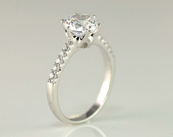 2 Carat Engagement Ring - Solitaire Ring - Round Cut Ring - Promise Ring - 6 prong - Stimulant Diamond CZ - Solid Sterling Silver Ring