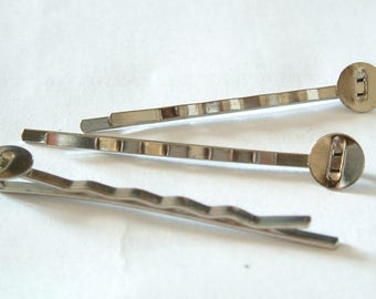 Set of 5 barrette nickel metal with plate holders