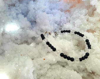 white black tourmaline and rock crystal bracelet