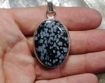 Snowflake Obsidian Pendant