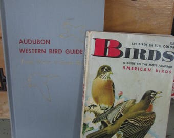 Vintage Bird Guides Audubon Western Bird Guide 1957 & Birds A Golden Nature Book 1956 Color Illustrations Set of 2