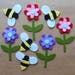 Bumble Bees and Flowers Wool Felt Blend Die Cut Set from Woolhearts
