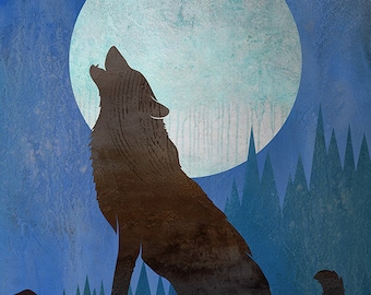 Wolf PrintBlue Corn Moon Tears of The Wolf Mixed Media