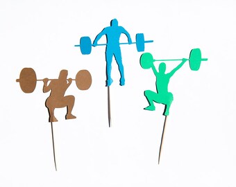 Fitness Cupcake Toppers,Fitness Party,Weightlifting,Snatch,Over Head Squat,Back Squat,Powerlifting,Olympic Weightlifting