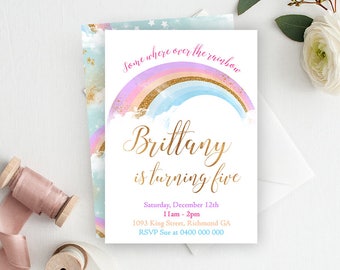 Rainbow Invitation, Rainbow Party, Rainbow Birthday Invitation, Rainbow Invite, Printable Invitation, First Birthday Invitation, Rainbow